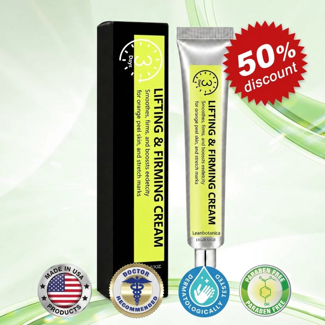 Leanbotanica™ Lifting & Firming Cream – Advanced Retinol & Peptide Care for Wrinkles, Sagging Skin & Puffy Eyes